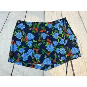 NWT J.Crew Blue Peony Floral Cotton Poplin Side-Tie Skort Size 16